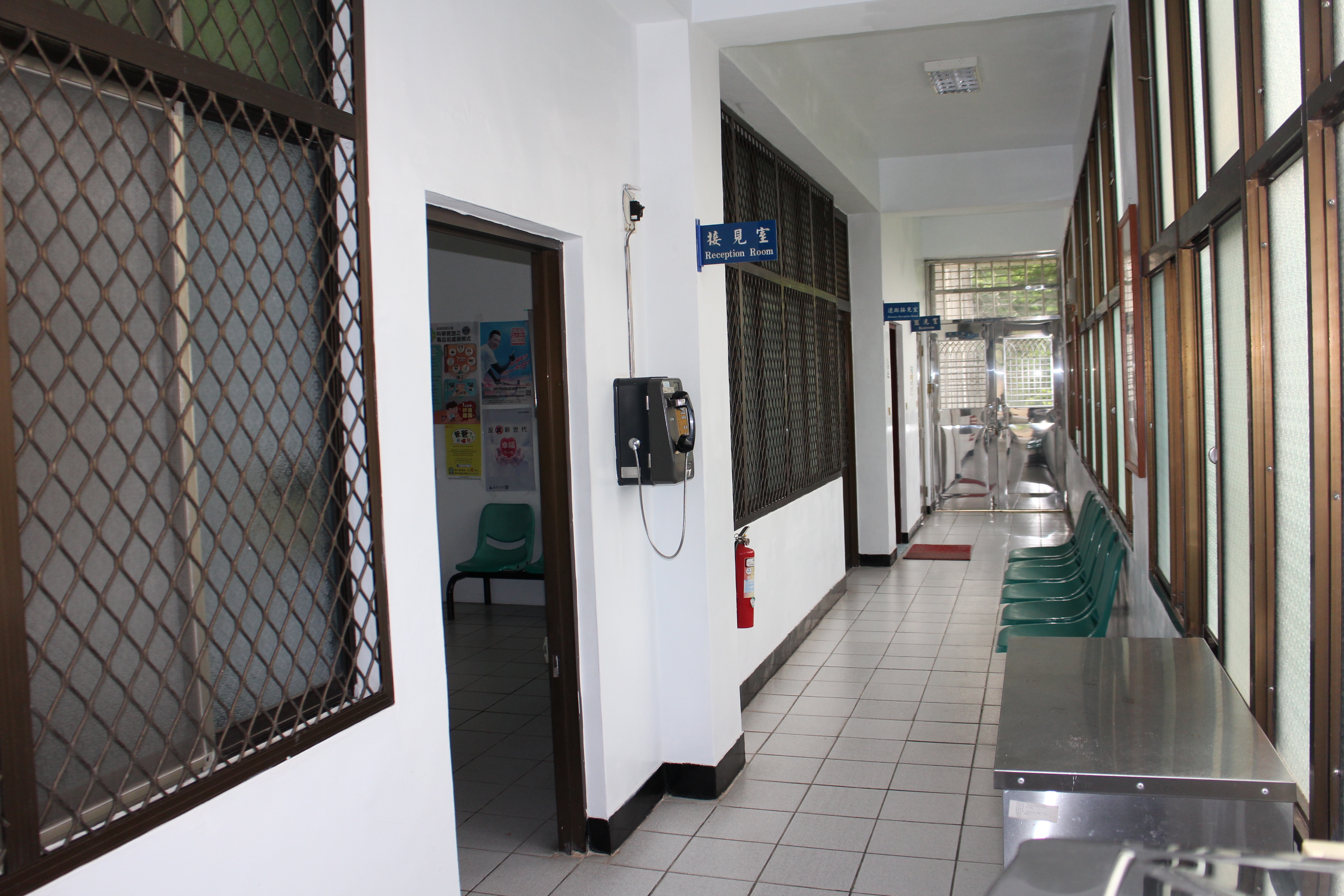 Reception room on the right side of the administration building