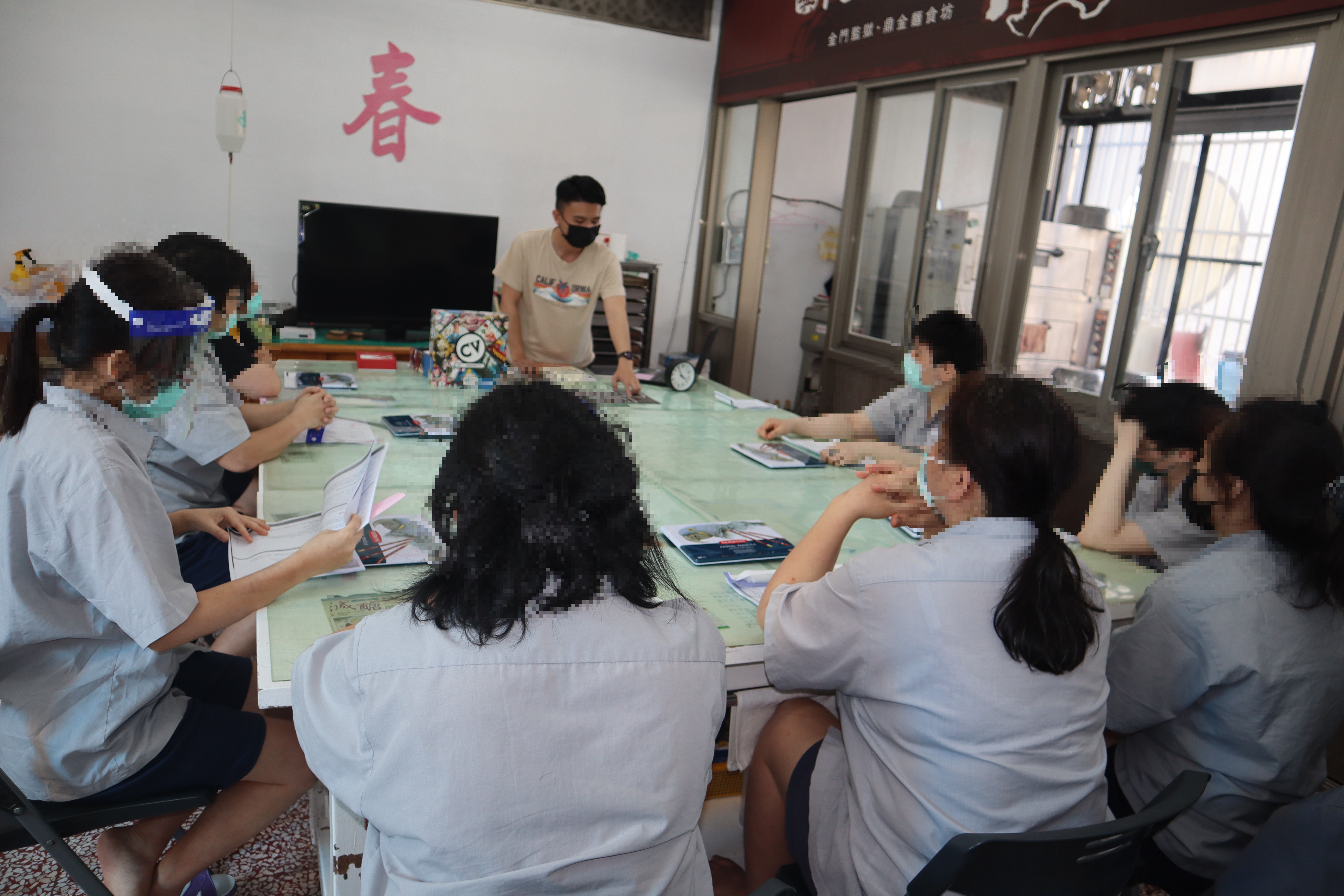 Psychological counselors interact with inmates
