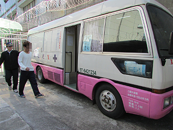 Ｘ光車入監實施胸部Ｘ光檢查